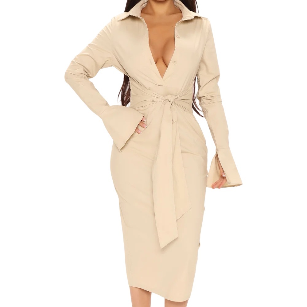 Fashion Nova 💕Priyah Poplin💕 Midi Dress - SZ SM